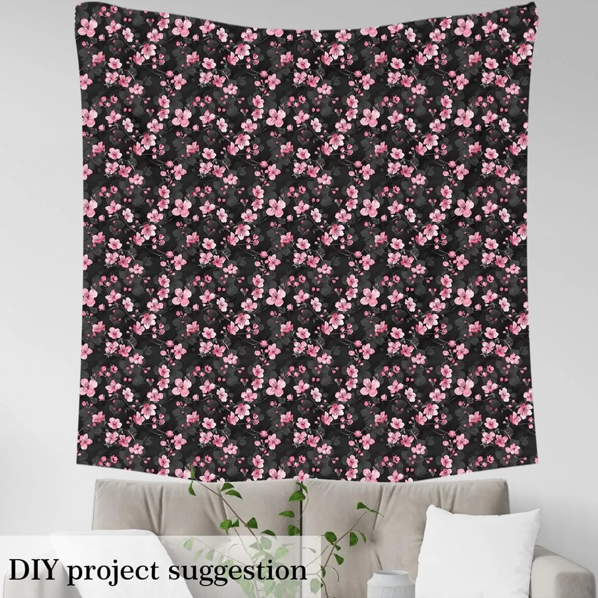 jejeloiu Kids Pink Cherry Blossom 2 Yards Fabric by The Yard Spring Blooming Branches Decorative Waterproof Outdoor Fabric Floral Flower Upholstery Fabric for Chairs Outdoor Fabric