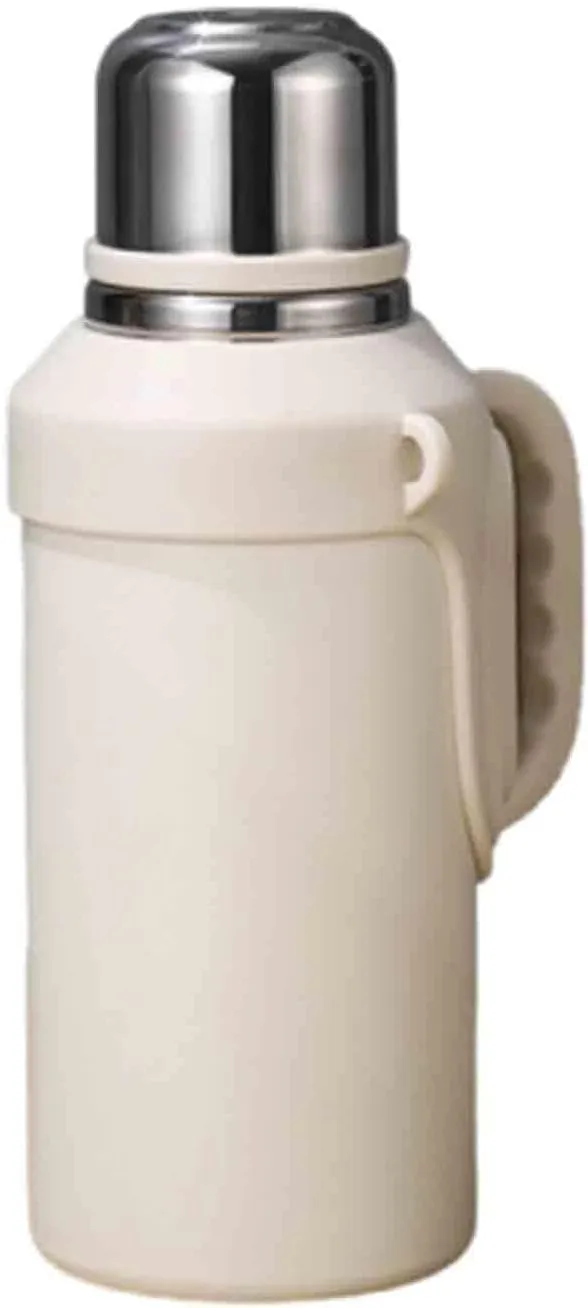 JUSHZ Mens Water Bottle Water Bottles Gym Leakproof Stainless Steel Adult with Filter Thermos Flask Vacuum Flasks Insulated with Handle Large Capacity Portable Car Travel (1200ml,White)