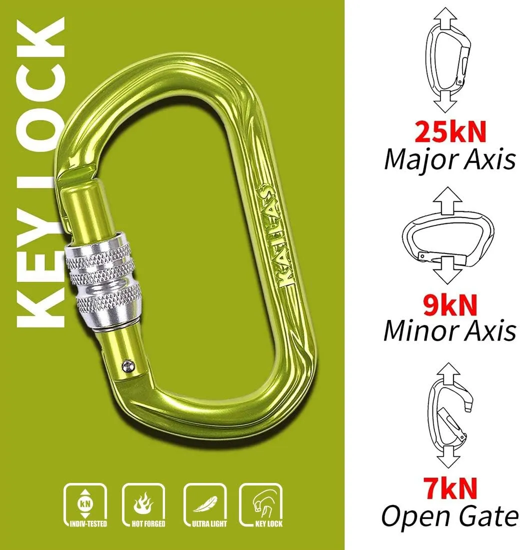 KAILAS Locking Carabiner CE Certified Oval Constructed Rock Climbing Mountaineering Rescure Standard Alumimun 25KN