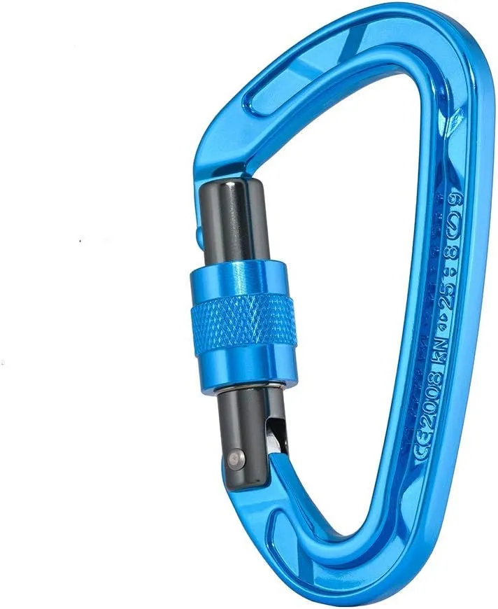 Kailas Locking Climbing Carabiners Rock Clips Heavy Duty Steel UIAA Certified 25KN Screw Gate D Shape for Rappelling and Mountaineering