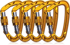 Kailas Locking Climbing Carabiners Rock Clips Heavy Duty Steel UIAA Certified 25KN Screw Gate D Shape for Rappelling and Mountaineering