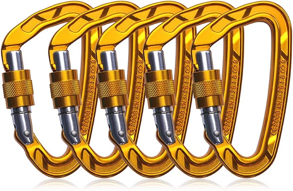 Kailas Locking Climbing Carabiners Rock Clips Heavy Duty Steel UIAA Certified 25KN Screw Gate D Shape for Rappelling and Mountaineering