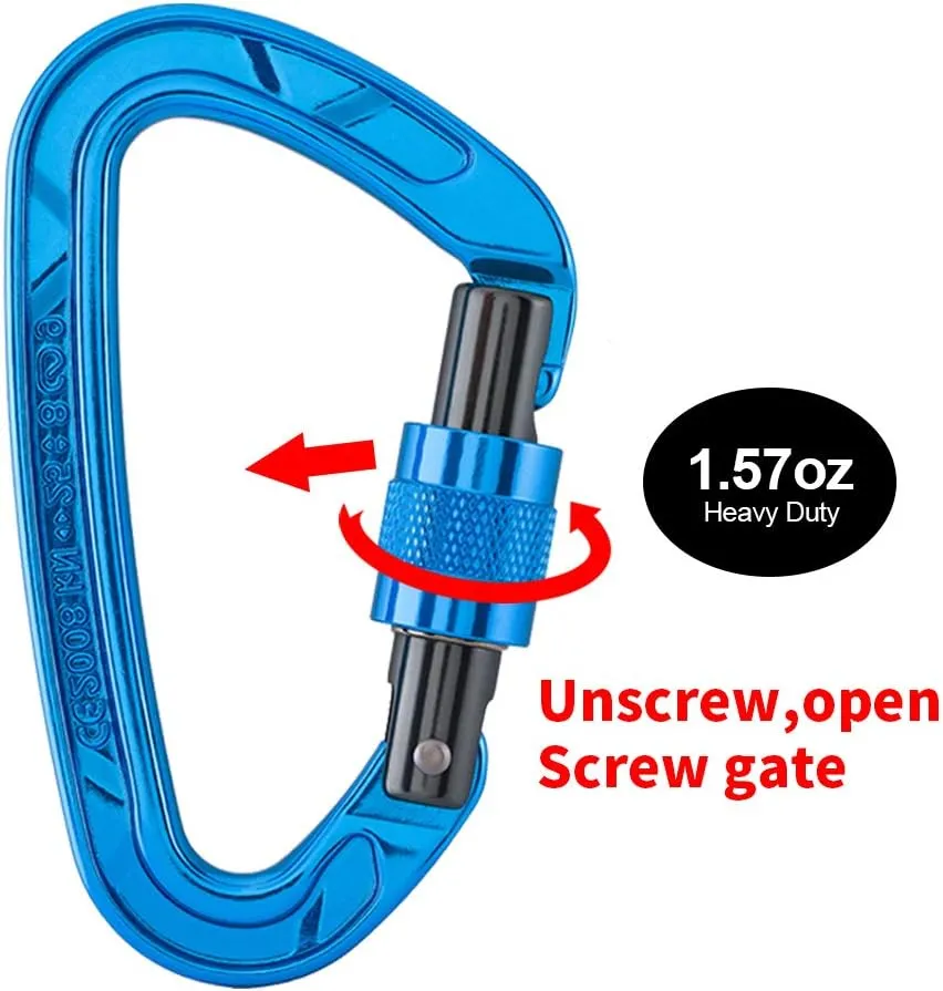 Kailas Locking Climbing Carabiners Rock Clips Heavy Duty Steel UIAA Certified 25KN Screw Gate D Shape for Rappelling and Mountaineering