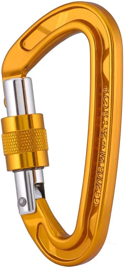 Kailas Locking Climbing Carabiners Rock Clips Heavy Duty Steel UIAA Certified 25KN Screw Gate D Shape for Rappelling and Mountaineering