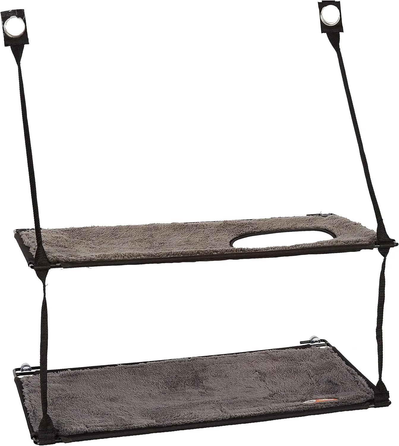 K&H Pet Products EZ Mount Double Stack Cat Window Perch for Large Cats, Sturdy Window Hammock Bed, Steel Frame, Sturdy Suction Cups, 2 Washable Shelf Covers, Foldable - Fits 27"W X 31"H Glass Spaces