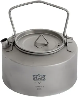 KAPILA 800ml Titanium Kettle with Folding Handle Ultralight Camping Kettle Camp Tea Coffee Pot Large Outdoor Hiking Kettle Pot Portable Camping Tea Kettle