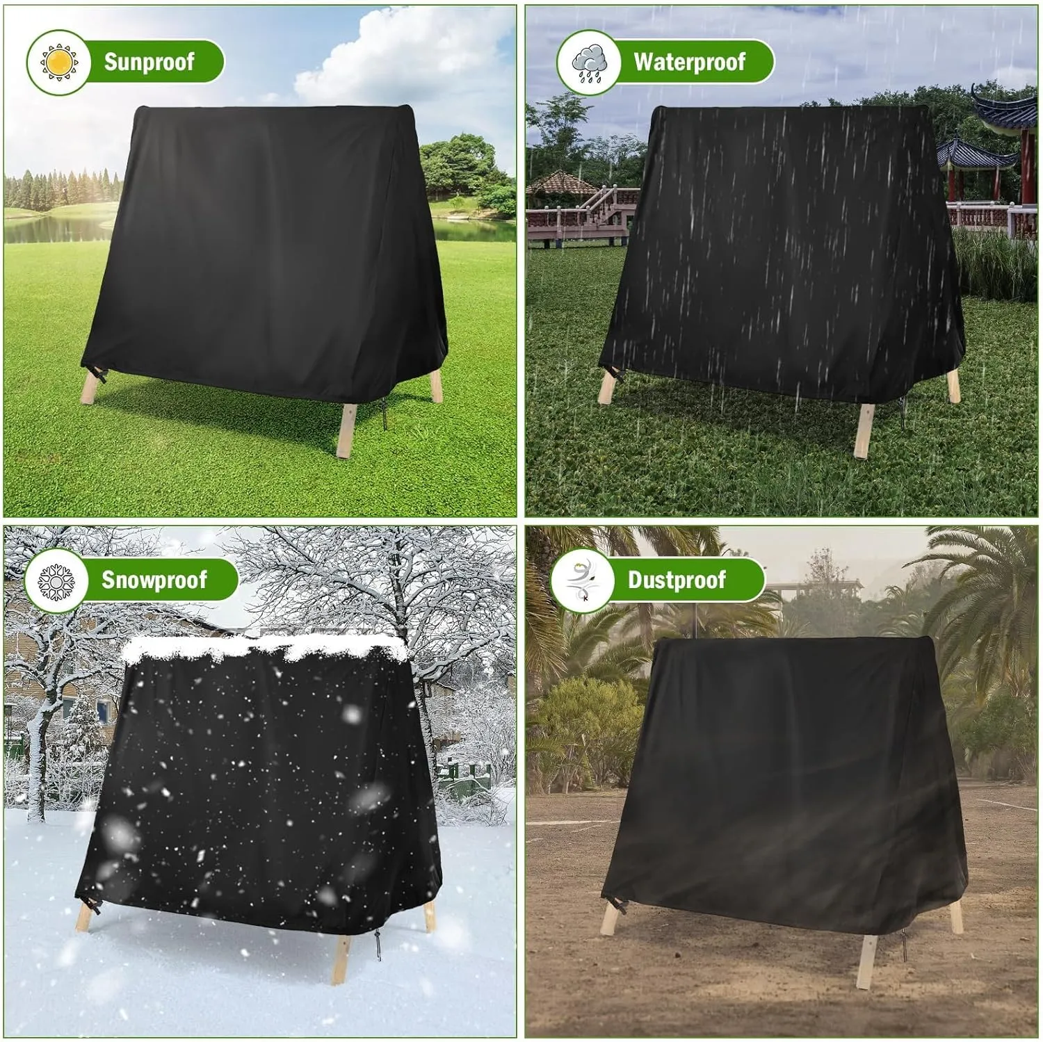 Kasla Outdoor Swing Cover, Patio Swing Cover, Swing Cover for Outdoor Furniture Porch Cover Glider Hammock Cover Waterproof - 86" Lx75 Wx72 H