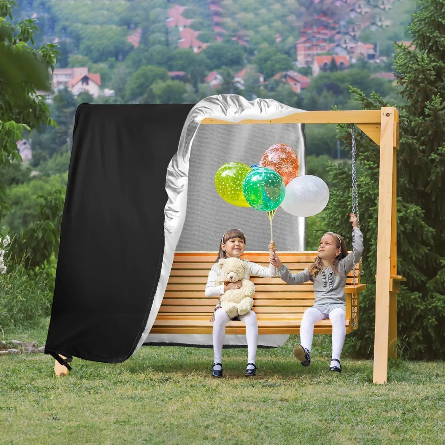 Kasla Outdoor Swing Cover, Patio Swing Cover, Swing Cover for Outdoor Furniture Porch Cover Glider Hammock Cover Waterproof - 86" Lx75 Wx72 H