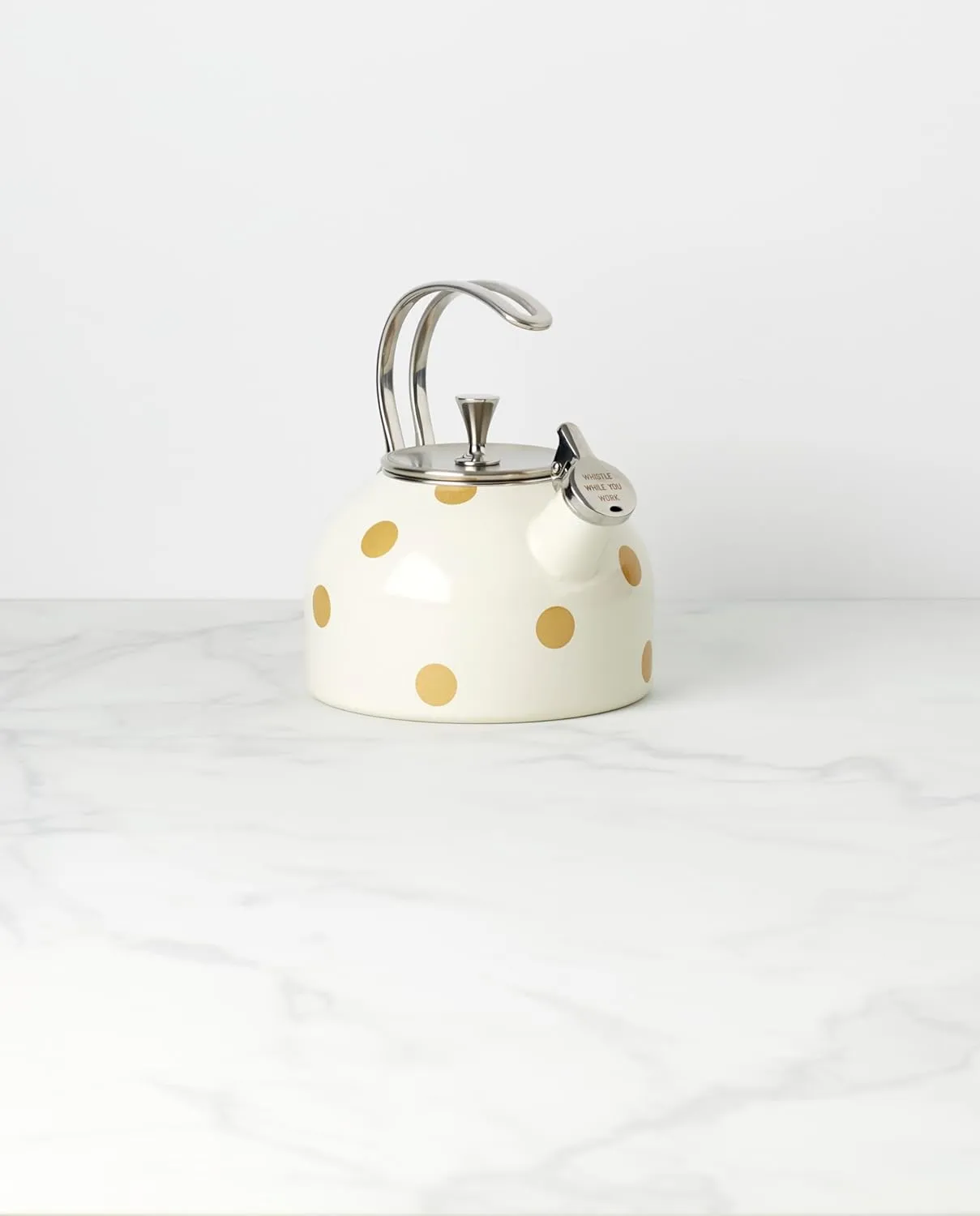 kate spade new york Deco Dot Kettle, White with Gold Dots