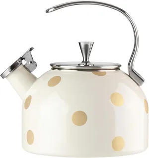 kate spade new york Deco Dot Kettle, White with Gold Dots