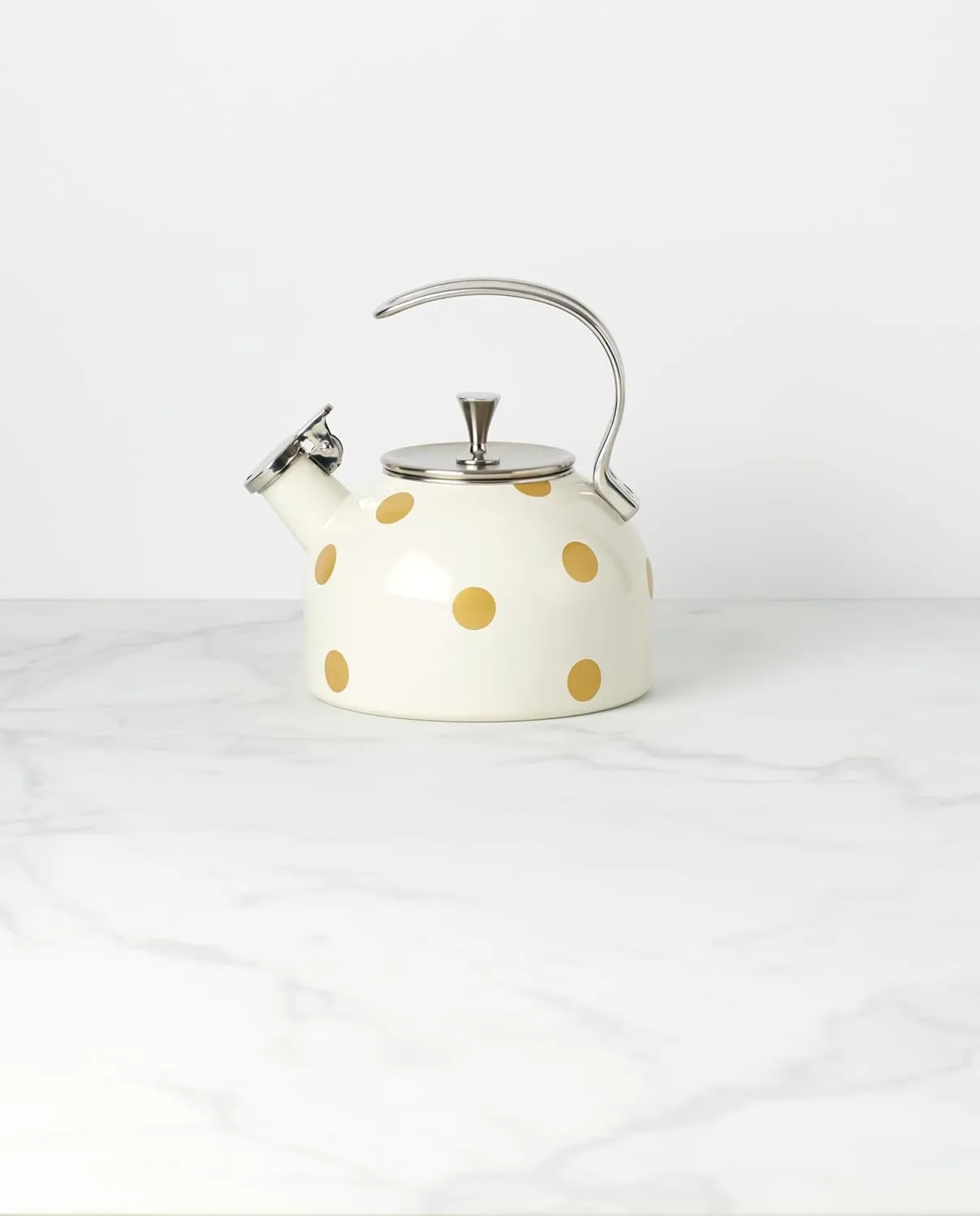 kate spade new york Deco Dot Kettle, White with Gold Dots