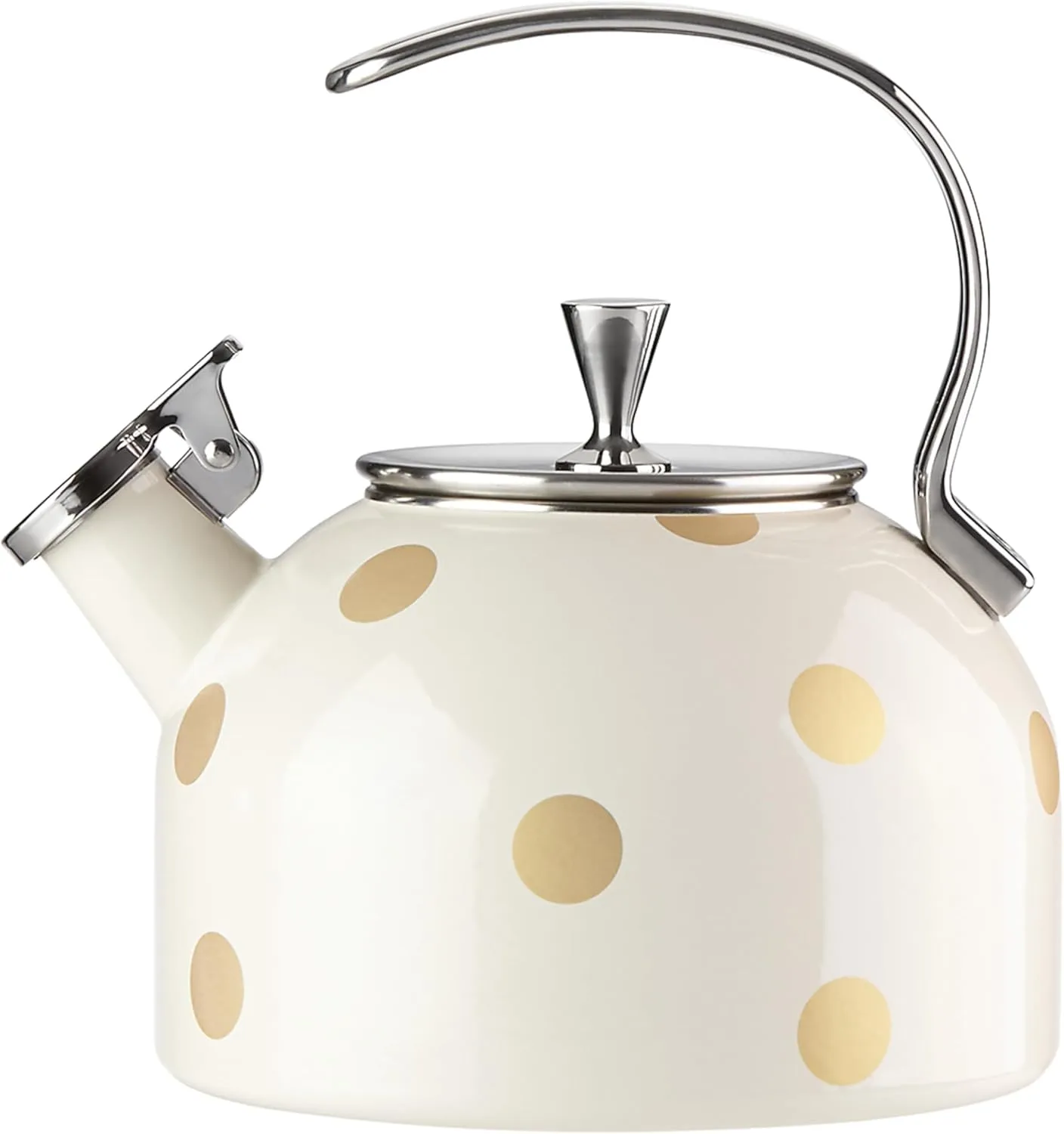 kate spade new york Deco Dot Kettle, White with Gold Dots