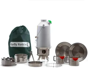 Kelly Kettle Base Camp 54 oz. Anodized Aluminum Ultimate (1.6 LTR) Rocket Stove Boils Water Ultra Fast with just Sticks/Twigs. for Camping, Fishing, Scouts, Hunting, Emergencies, Hurricanes, Tornados