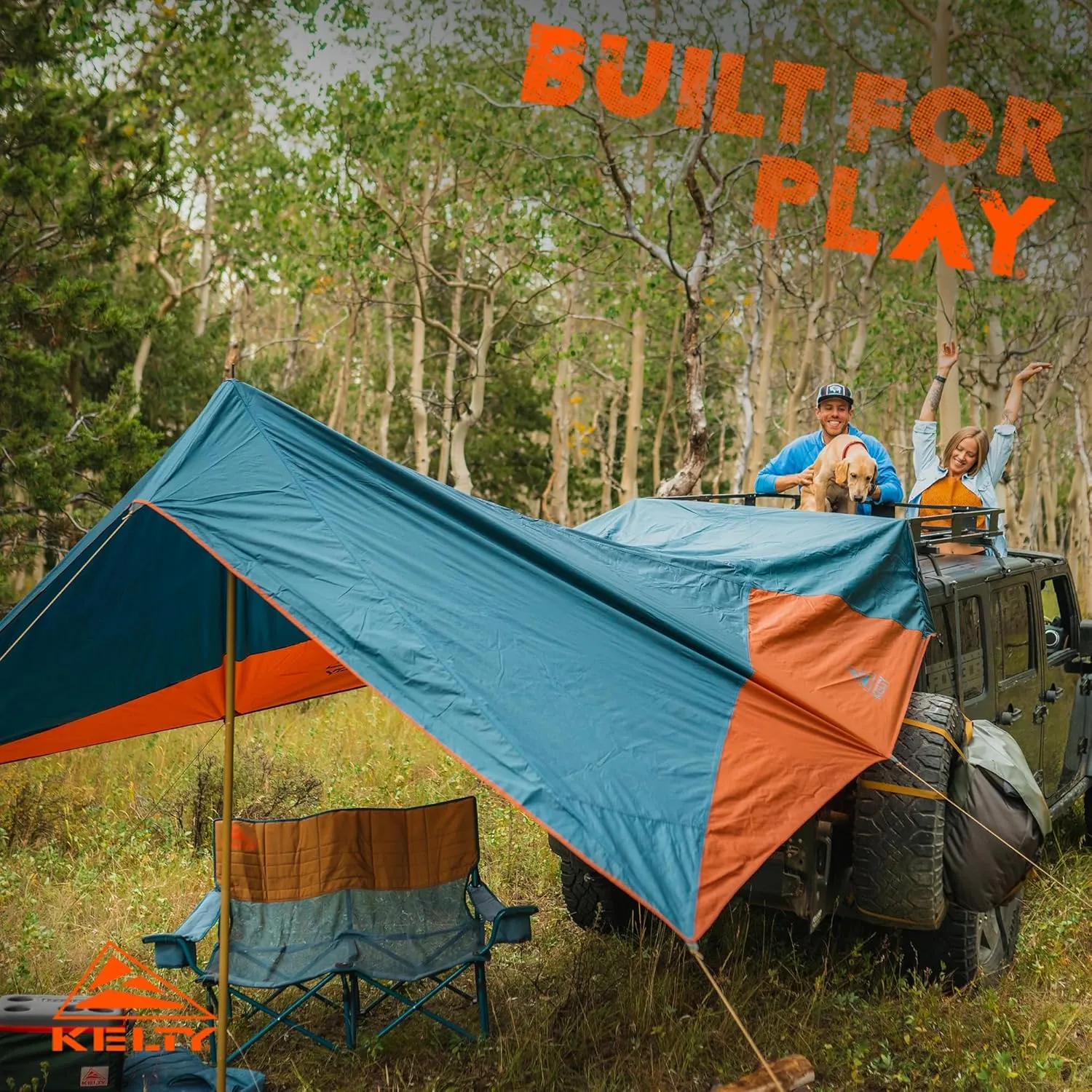 Kelty Waypoint Tarp, Reflecting Pond/Gingerbread, Semi-Universal Vehicle Mounting System, Enhanced Protection from The Elements, Single-Pole Design, Shark-Mouth Carry Bag for Easy Transport, & More