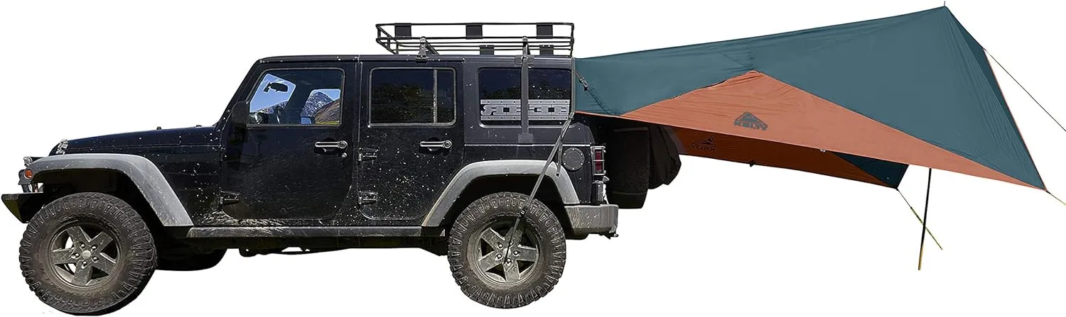 Kelty Waypoint Tarp, Reflecting Pond/Gingerbread, Semi-Universal Vehicle Mounting System, Enhanced Protection from The Elements, Single-Pole Design, Shark-Mouth Carry Bag for Easy Transport, & More