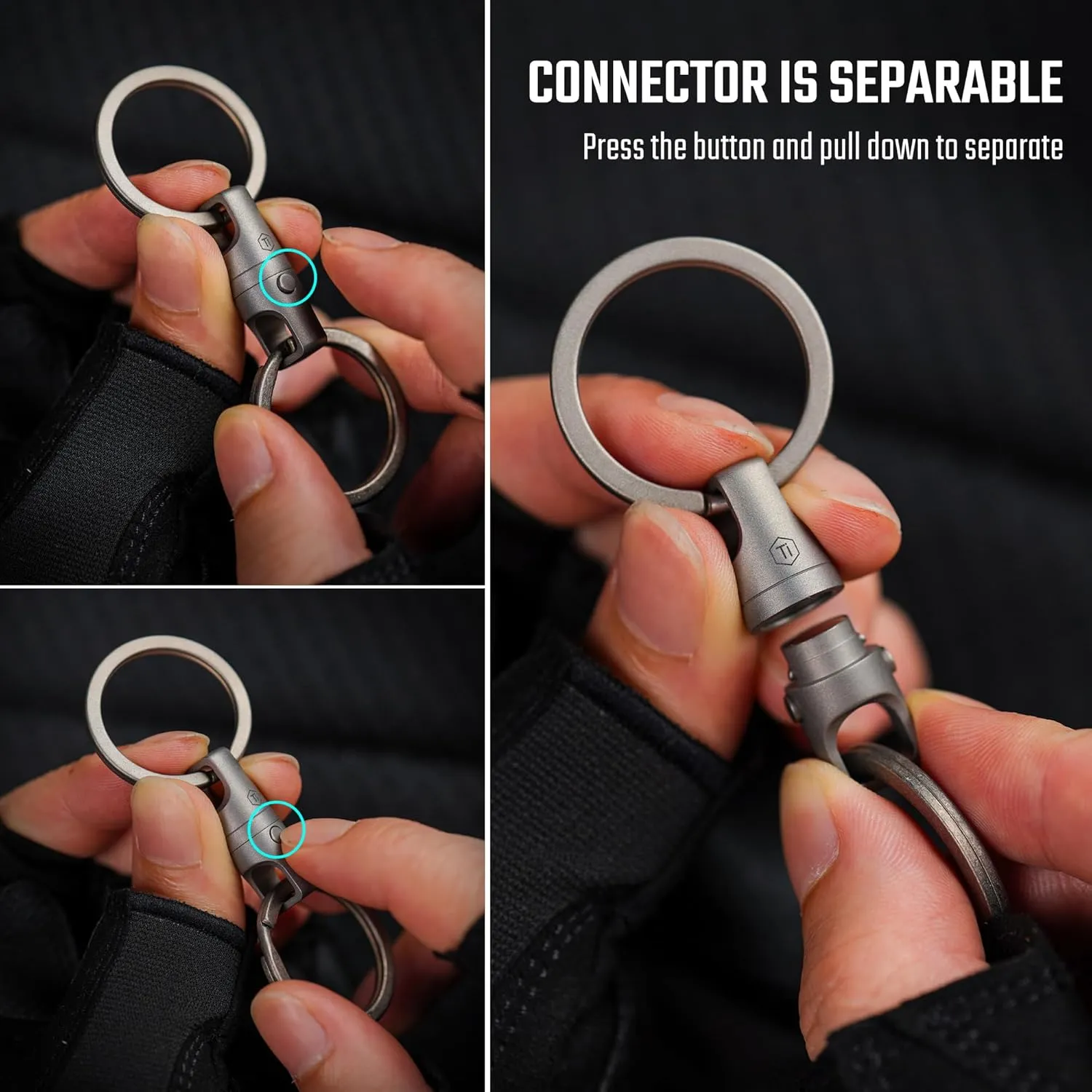 KeyUnity KA45 Titanium Quick Release Keychain, Magnetic Keychain For Car Keys-360 ° Rotatable