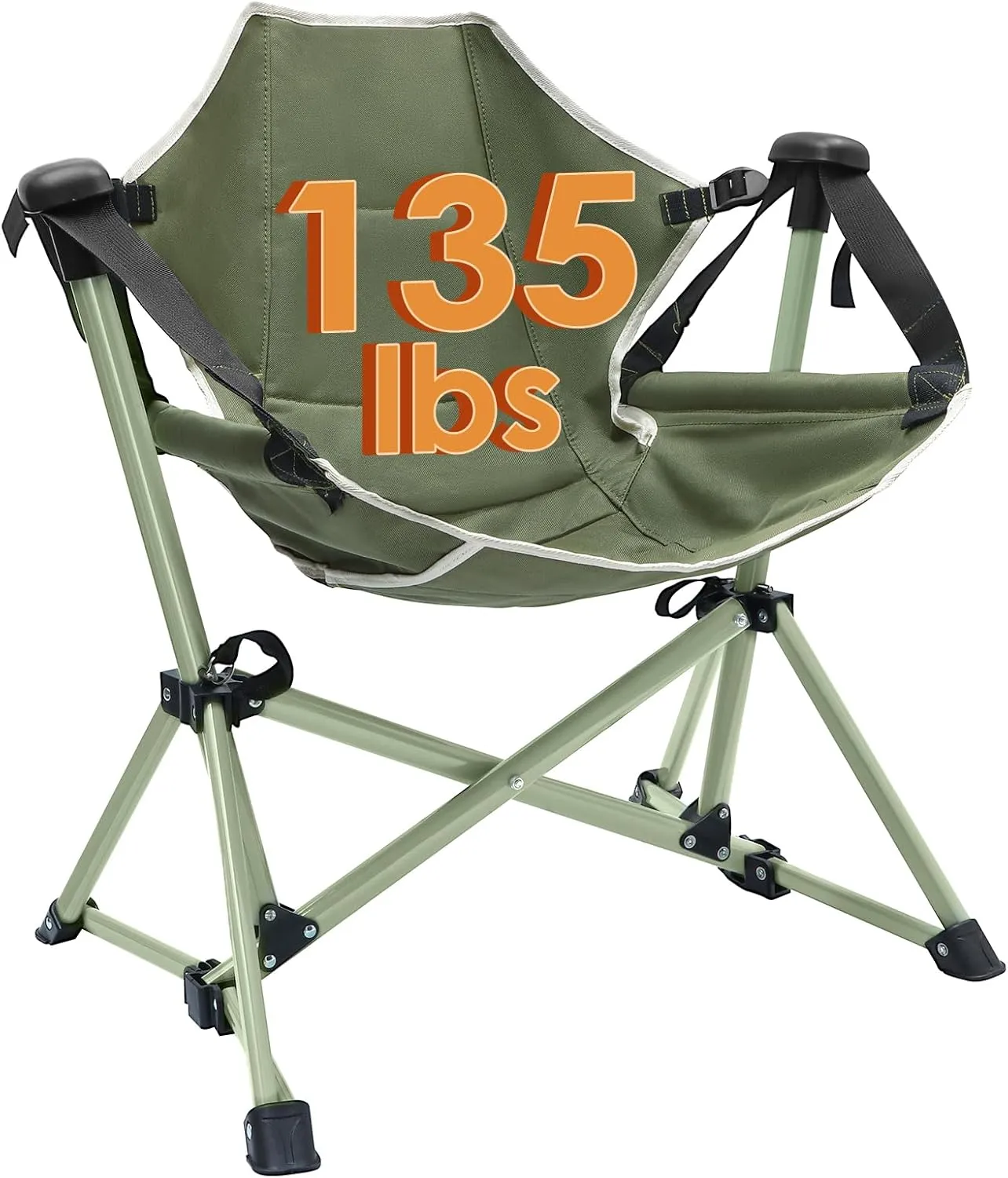 Kids Hammock Chair - Adjustable Folding Chair with Stand, Portable for Camping, Travelling and Patio, Green, Supports 135 LBS