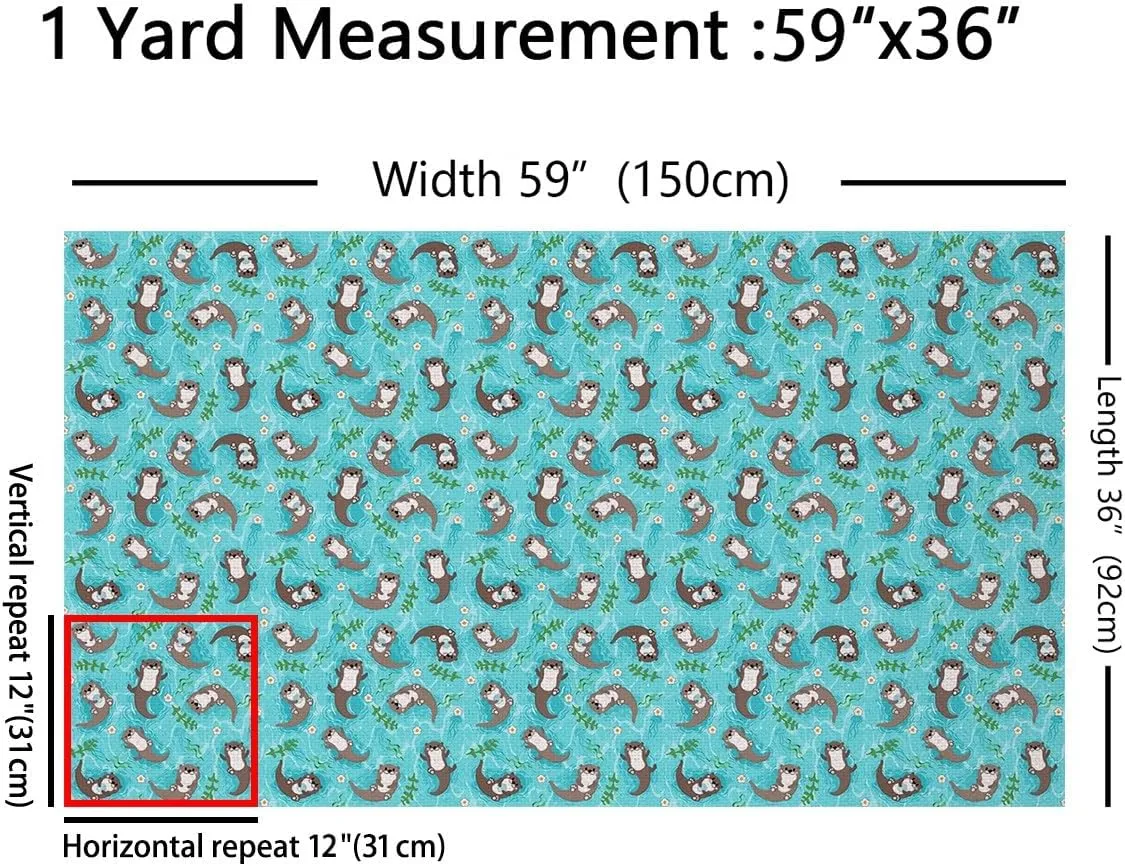 Kids Otter Fabric by The Yard 2 Yards Bank Beaver Upholstery Fabric for Chairs for Boys Girls Cartoon Animal Decorative Waterproof Outdoor Fabric Cute Kawaii Blue Nature Theme Outdoor Fabric