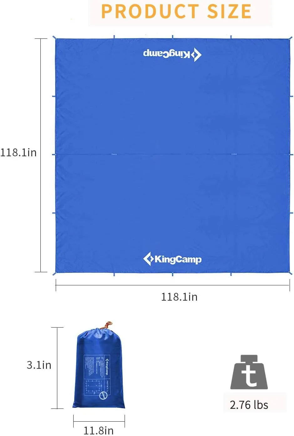 KingCamp Camping Tarp, Oversize Waterproof Tarp with Silver Coating UPF50  UV Protection for Camping Hiking Traveling
