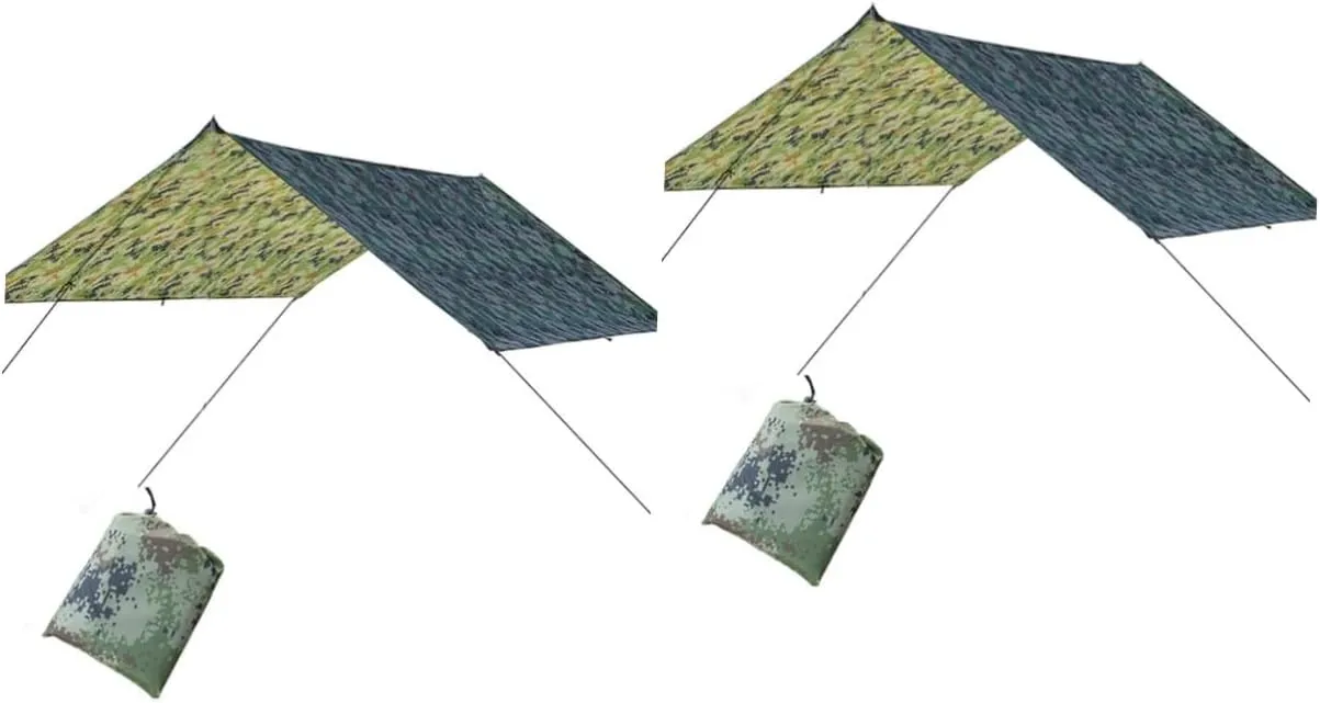 Kisangel 2pcs Waterproof Camping Tent Tarp - Sun Cover and Rain Fly Shelter for Hammock - Shade Mat