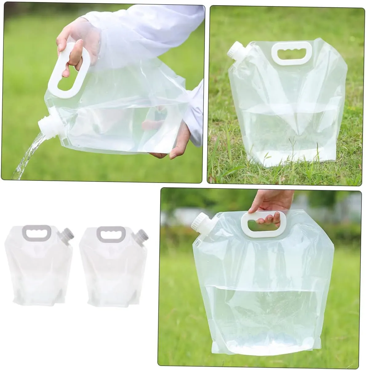 Kisangel 2sets Collapsible Water Bags Portable Outdoor Water Storage for Camping Hiking and Travel Convenient Folding Design 2pcs*2