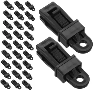 Kisangel 50pcs Tent Clip Camping Tents Small Tarp Heavy Duty Clips Clamp Tarp Grommet Fasteners Tarp Fasteners Heavy Duty Tarp Clips Heavy Duty Lock Grip Tarp Tie Downs Black Plastic