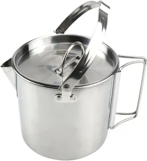 Kisangel Outdoor Camping Cookware 1.2l Hot Soup Pot Collapsible Stainless Steel Kettle Lid Easy to Carry for Hiking
