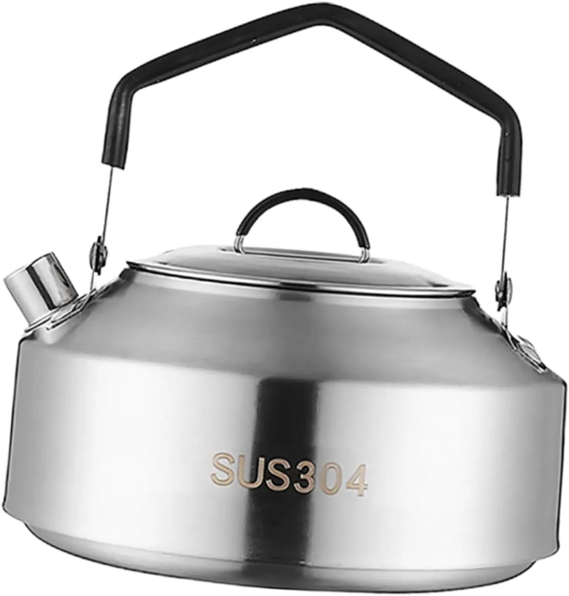 Kisangel Outdoor Portable Kettle Stainless Steel Camping Cookware Compact Tea Pot for Hiking