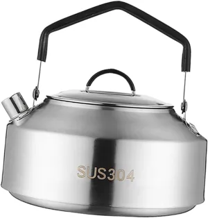 Kisangel Outdoor Portable Kettle Stainless Steel Camping Cookware Compact Tea Pot for Hiking