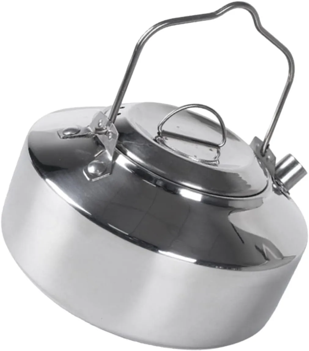 Kisangel Stainless Steel Water Kettle Portable Outdoor Teapot for Camping Wear-resistant Design Stovetop Safe Cookware for Tea and Water Lightweight and Ergonomic Handle