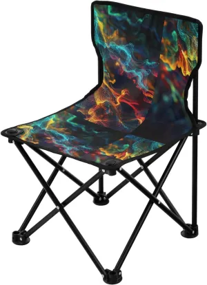 KLL Three-Dimensional Blue Yellow Light Collapsible Camping Chairs Ultra-Lightweight Youth Camping Chair Carry Bag Included Ice Fishing Chair with Back for Fishing
