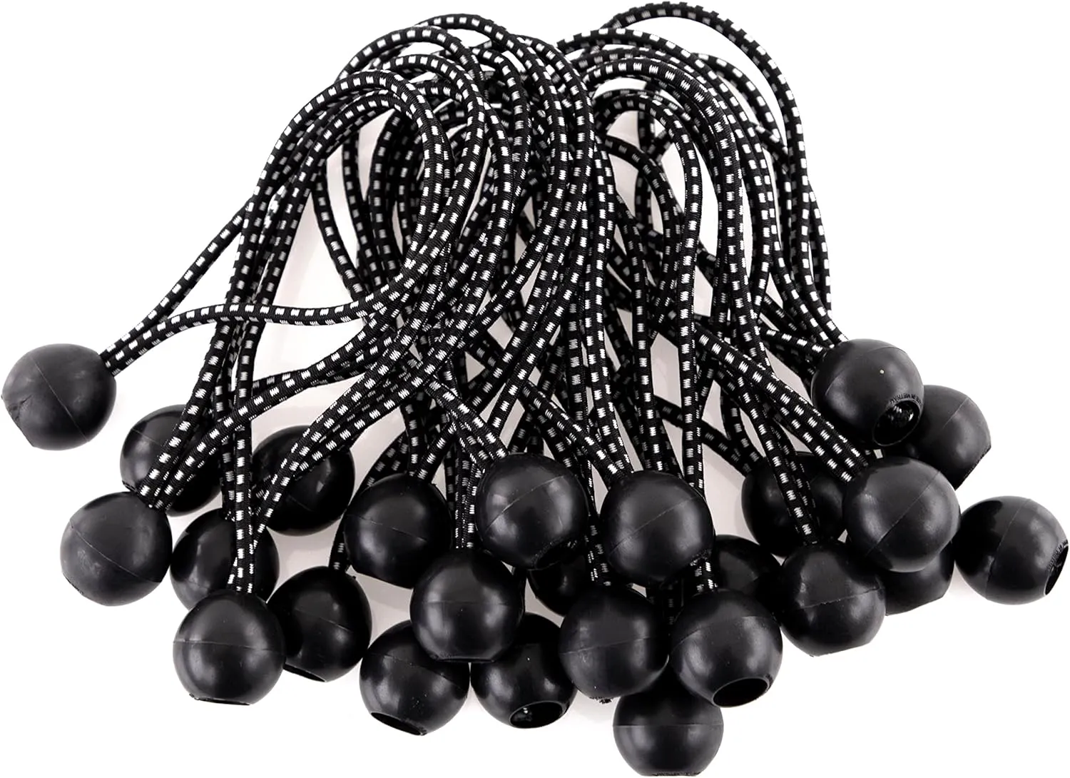 Kotap BB-6B Ball Bungee Cord, Heavy-Duty & Versatile, Indoor & Outdoor, Tarp Tie-Down, Organize & Secure, 6-Inch, Black, 25 Pack