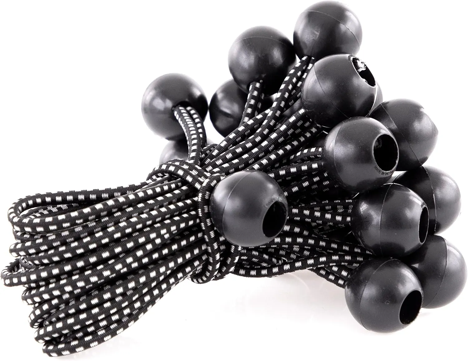 Kotap BB-6B Ball Bungee Cord, Heavy-Duty & Versatile, Indoor & Outdoor, Tarp Tie-Down, Organize & Secure, 6-Inch, Black, 25 Pack