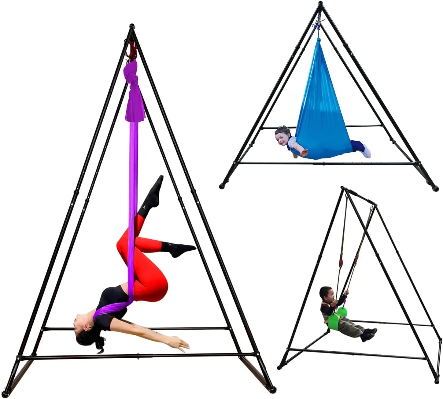KT Dedicated Stand Frame For Aerial Yoga And Therapy Sensory Hammock Model KT1.1520YG. Foldable, Portable, Height Adjustable, Stable and Durable Upgraded Yoga Swing Stand Frame