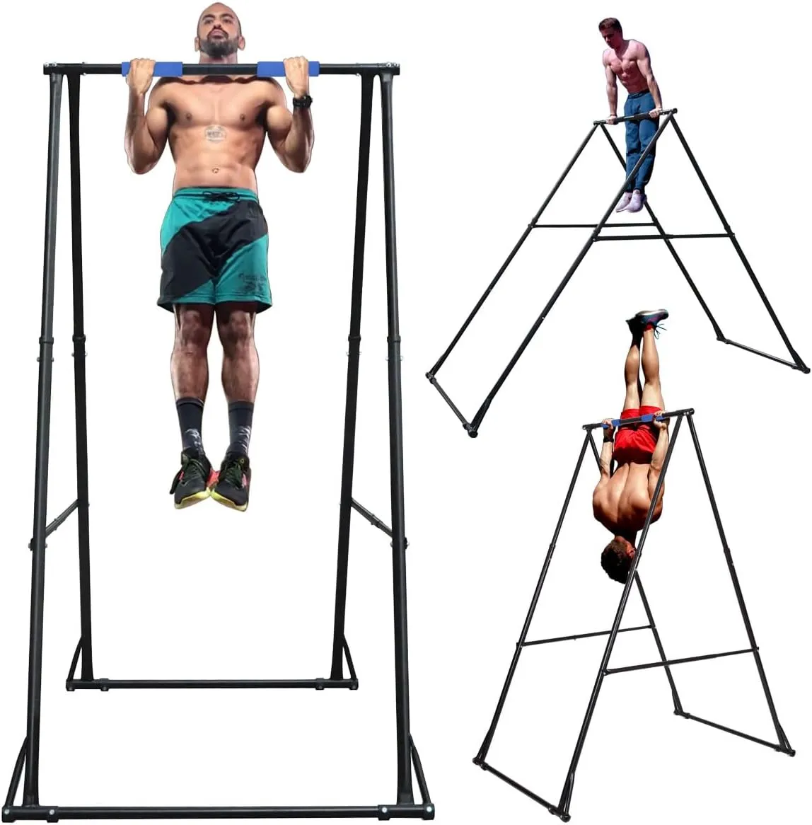 KT TOES DON'T TOUCH GROUND Foldable Free Standing Pull Up Bar Stand Sturdy Power Tower Workout Station For Home Gym Strength Training Adjustable Pullup Fitness Equipment Multifunctional Exercise Rack