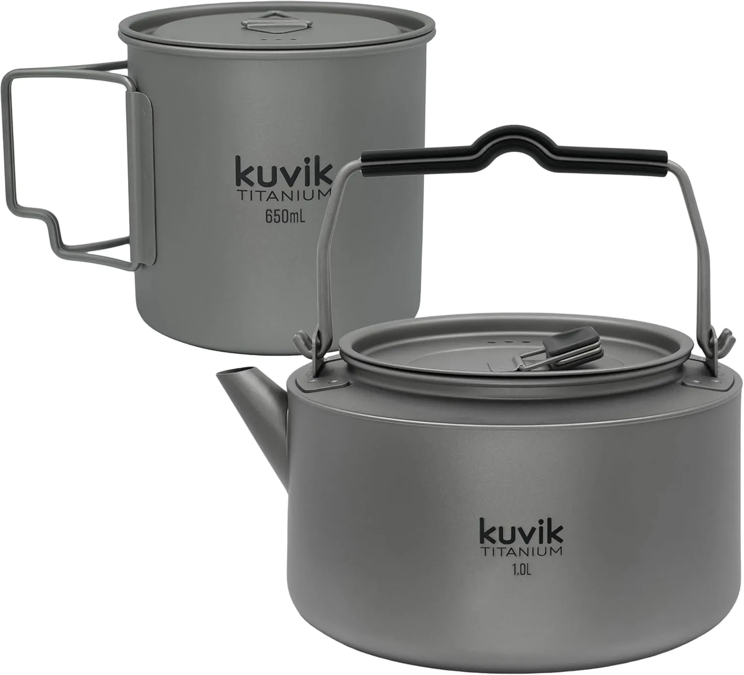Kuvik 650ml (22 oz) Titanium Pot & 1.0L (33.8 oz) Titanium Kettle Bundle