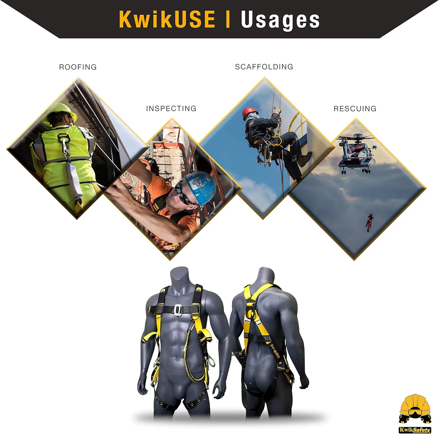 KwikSafety - Charlotte, NC - SUPERCELL Safety Harness [COMBO] Premium Shoulder Padding ANSI OSHA Full Body Fall Protection Work Equipment Construction Tower Climbing Roofing Forklift Aerial Boom Lift