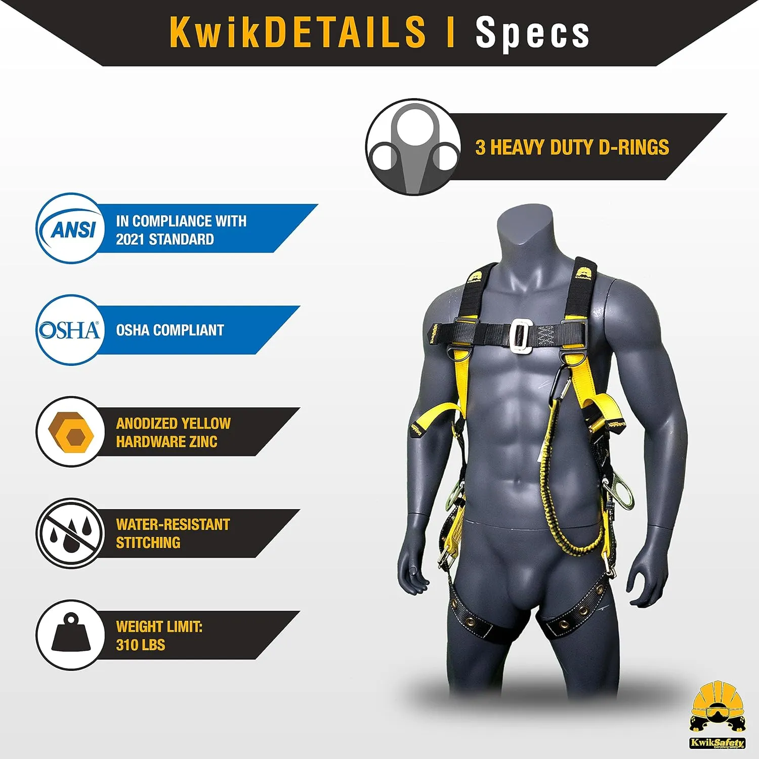 KwikSafety - Charlotte, NC - SUPERCELL Safety Harness [COMBO] Premium Shoulder Padding ANSI OSHA Full Body Fall Protection Work Equipment Construction Tower Climbing Roofing Forklift Aerial Boom Lift