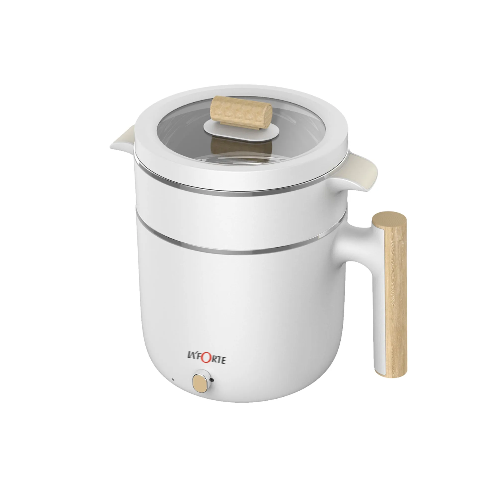 LA' FORTE Multi Cook kettle with Steamer and Egg Boiling Tray Food Grade 304 SS Interior, Double Wall Cool Touch