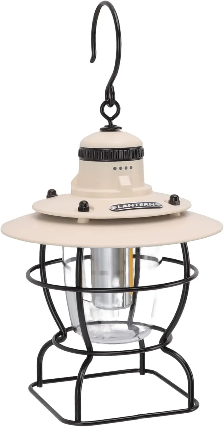 Lantern, Rechargeable Lantern Rechargeable Lamp with LED Indicators Multifunctional Outdoor Portable for Camping (Red Black) (Brown Black) (Cream White)