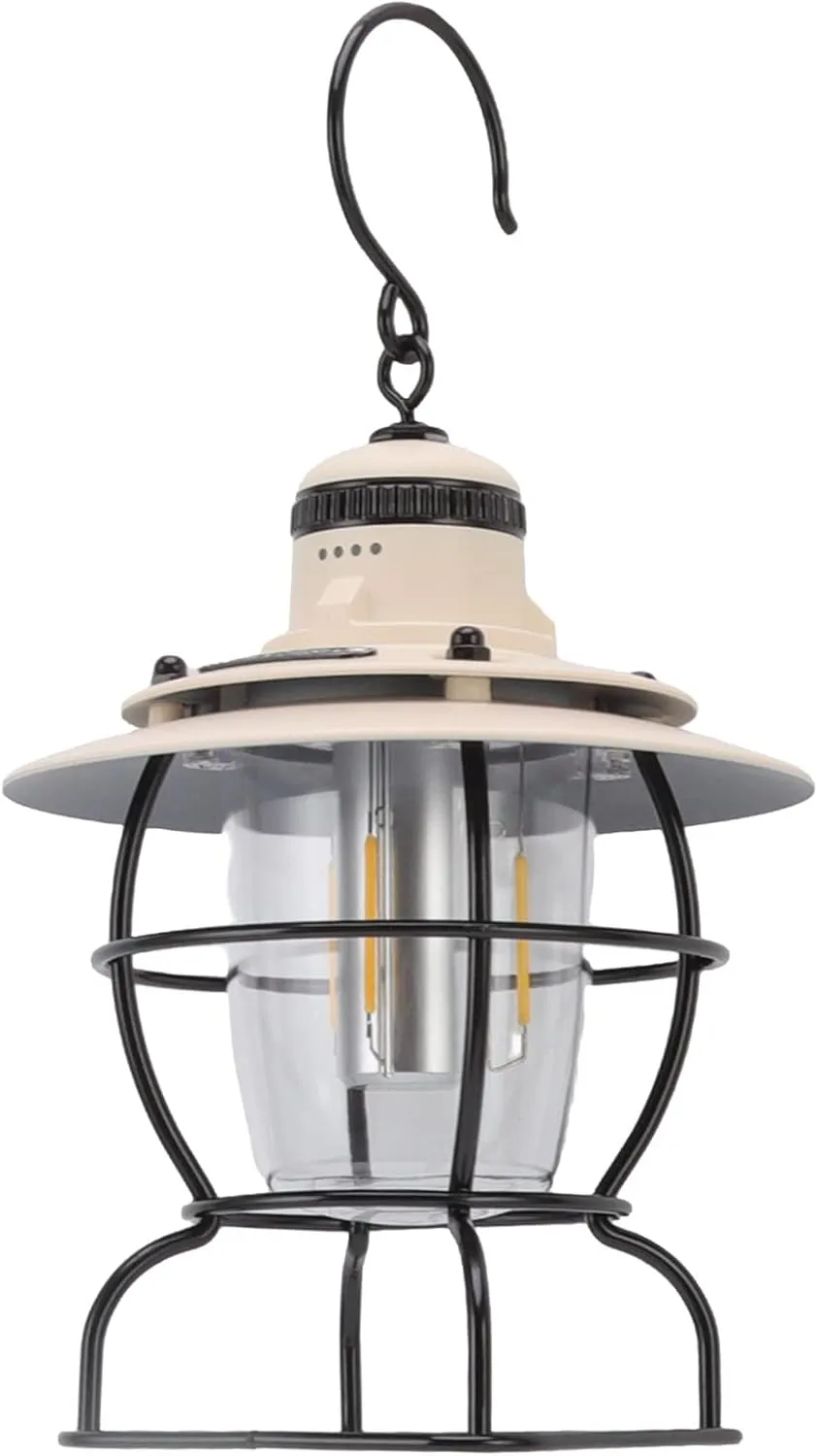 Lantern, Rechargeable Lantern Rechargeable Lamp with LED Indicators Multifunctional Outdoor Portable for Camping (Red Black) (Brown Black) (Cream White)