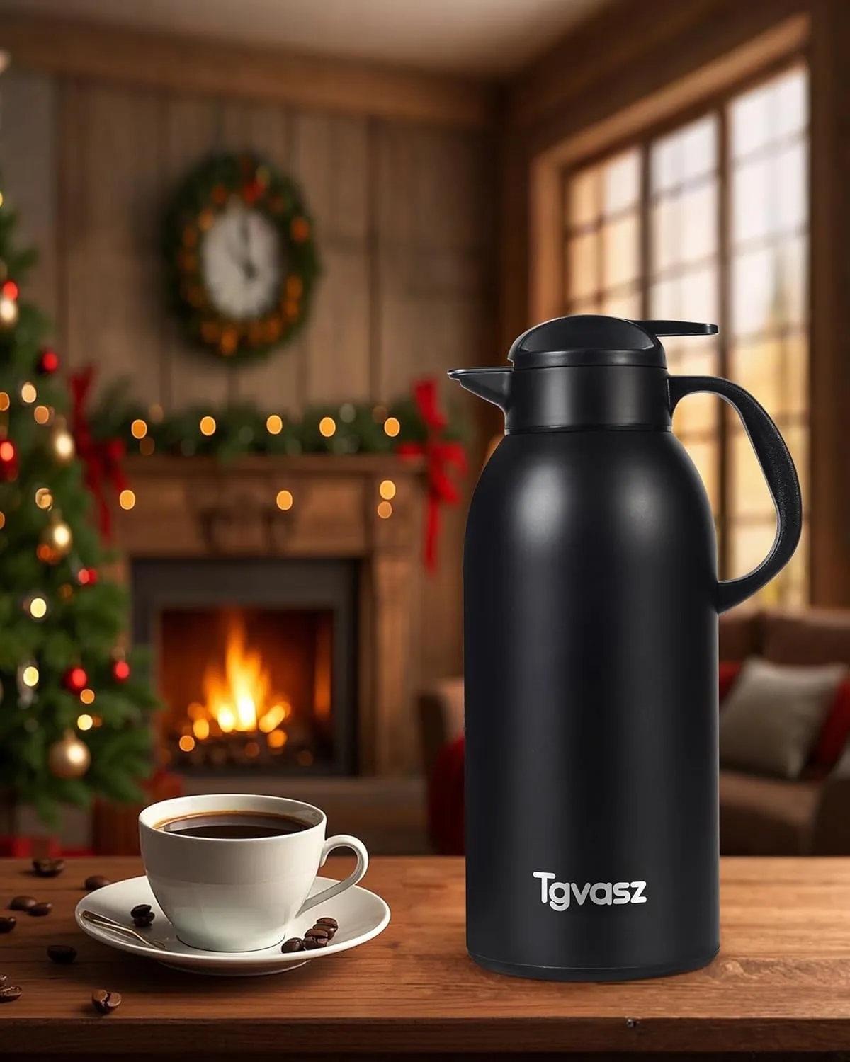 Large and Heavy Thermal Coffee Carafe 102 oz,Fullness Water is 7.3 LB - 10-12 Hours Hot, Insulated Carafe for Hot Liquids, Coffee Carafes For Keeping Hot for Parties -Tea Carafe Flask(black)