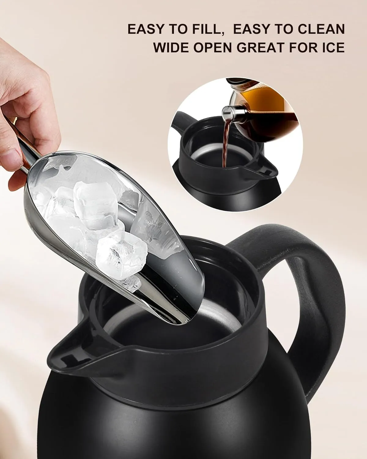 Large and Heavy Thermal Coffee Carafe 102 oz,Fullness Water is 7.3 LB - 10-12 Hours Hot, Insulated Carafe for Hot Liquids, Coffee Carafes For Keeping Hot for Parties -Tea Carafe Flask(black)