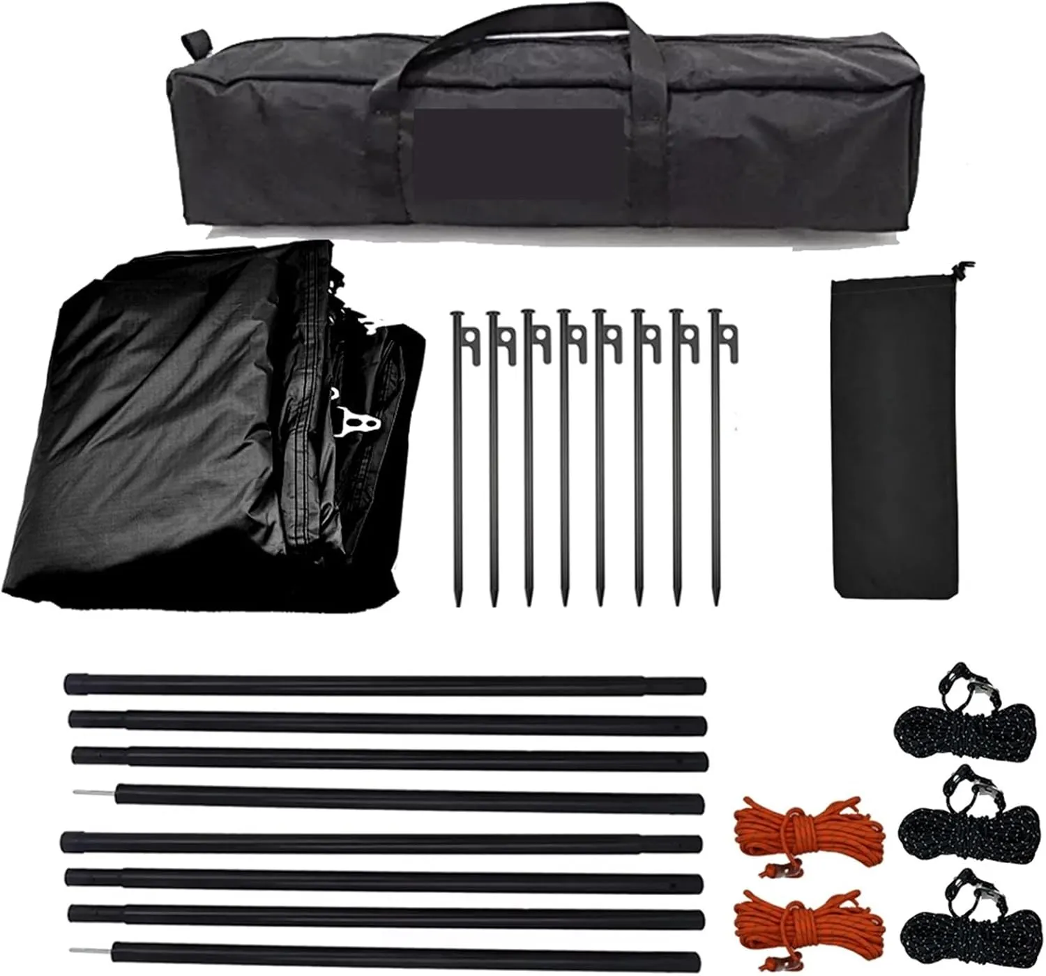 Large Camping Waterproof Tarp Oxford 4X6 Outdoor Canopy Sun Shelter Tent Tourist Awning Shade for Multiple People(Black with 2.8m Pole)