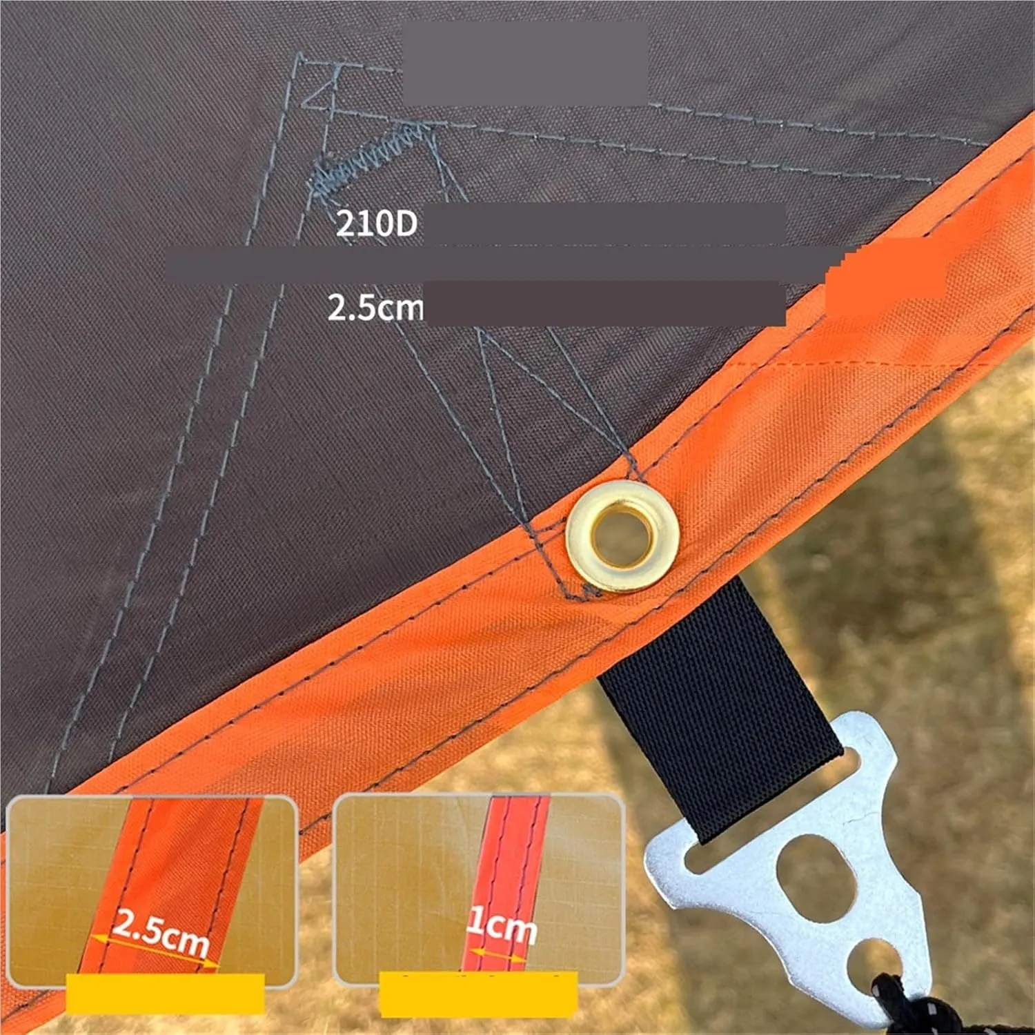 Large Camping Waterproof Tarp Oxford 4X6 Outdoor Canopy Sun Shelter Tent Tourist Awning Shade for Multiple People(Black with 2.8m Pole)