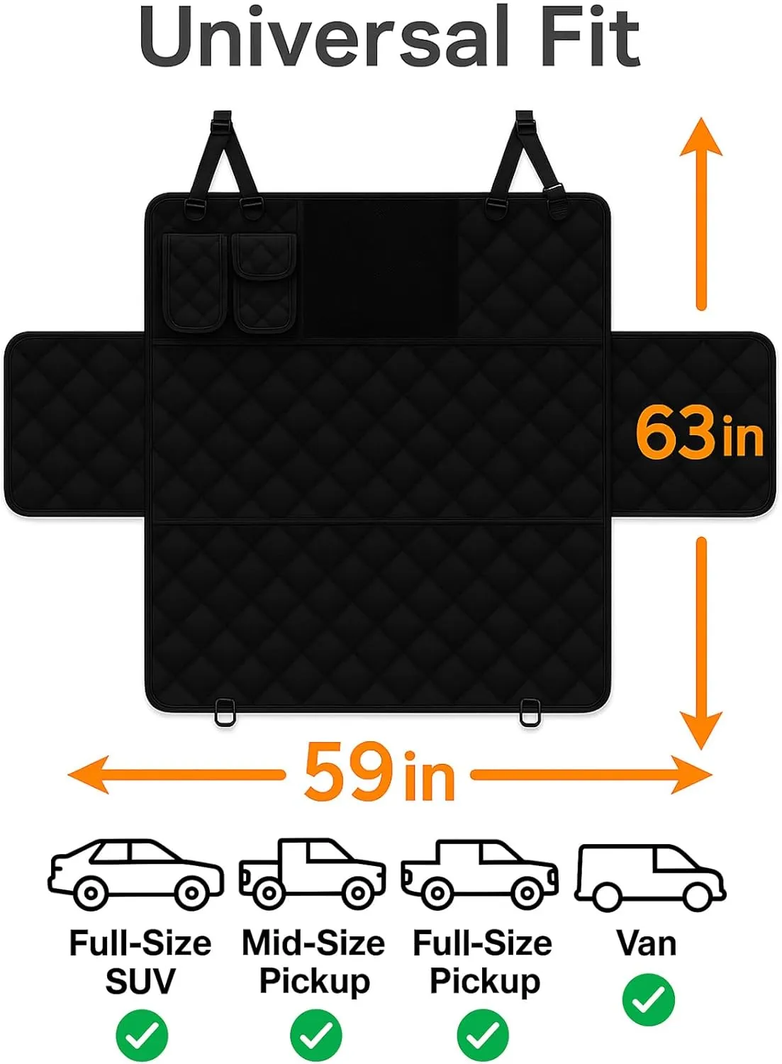 Large SUV, Pickup Truck & Full-Size Dog seat Cover for Backseat– Waterproof, Hammock Pet Seat Protector；Heavy-Duty Hammock Style with Seat Belt，