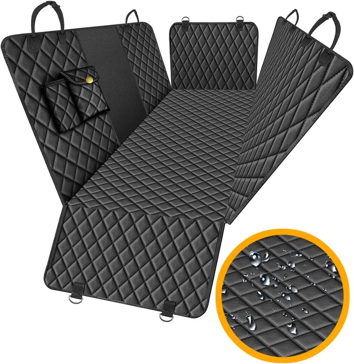 Large SUV, Pickup Truck & Full-Size Dog seat Cover for Backseat– Waterproof, Hammock Pet Seat Protector；Heavy-Duty Hammock Style with Seat Belt，