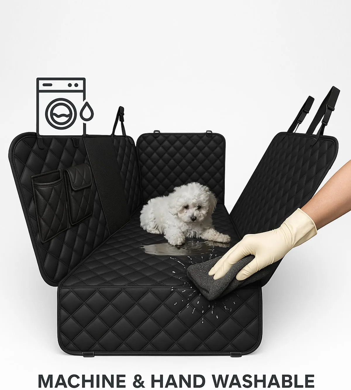 Large SUV, Pickup Truck & Full-Size Dog seat Cover for Backseat– Waterproof, Hammock Pet Seat Protector；Heavy-Duty Hammock Style with Seat Belt，