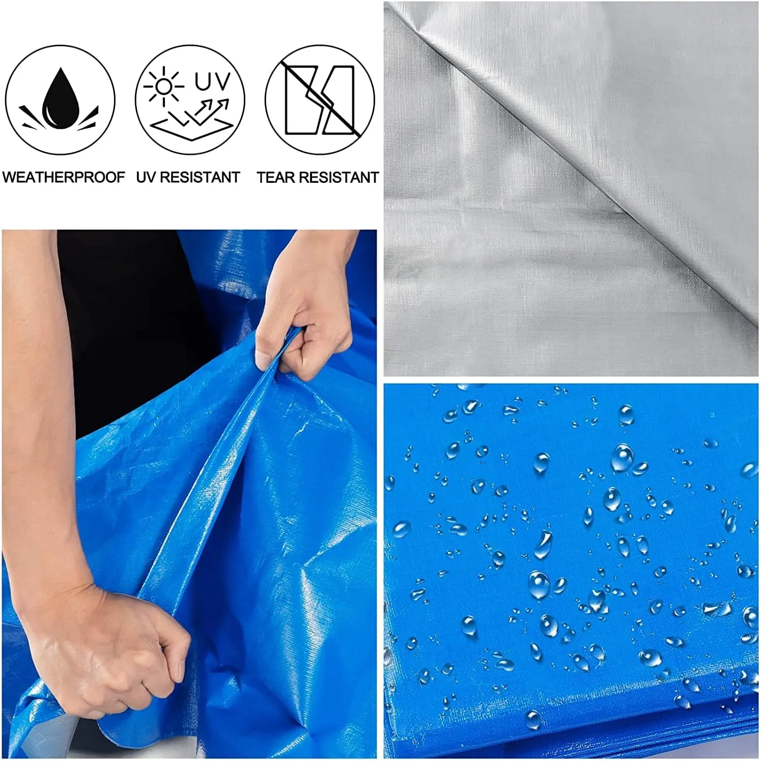 Large Tarp, Tarps Heavy Duty Waterproof 20x40, Waterproof Plastic Poly 16 Mil Thick Tarpaulin with Metal Grommets Every 19.5 Inches - Emergency Rain Shelter, Outdoor Cover, and Camping Use