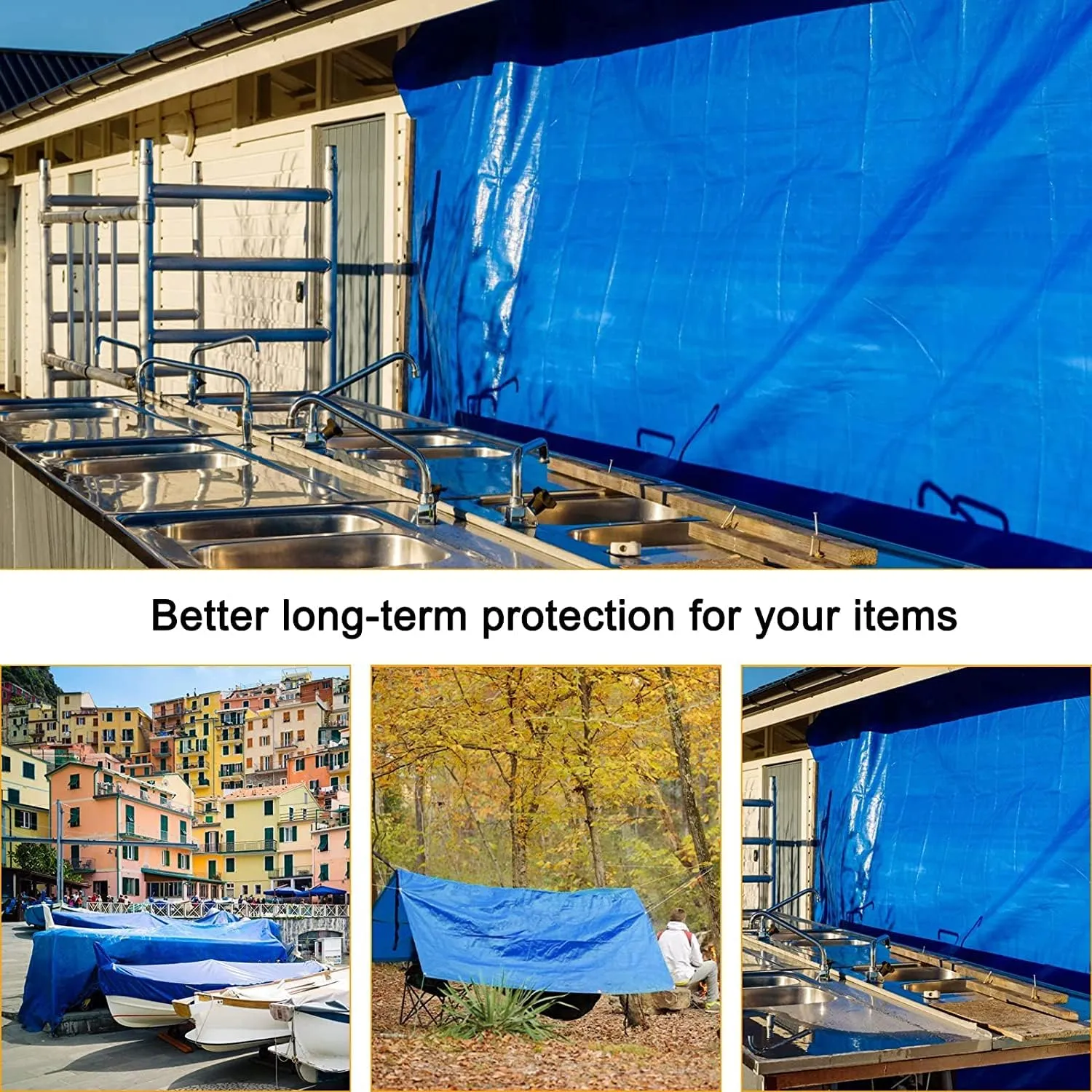 Large Tarp, Tarps Heavy Duty Waterproof 20x40, Waterproof Plastic Poly 16 Mil Thick Tarpaulin with Metal Grommets Every 19.5 Inches - Emergency Rain Shelter, Outdoor Cover, and Camping Use